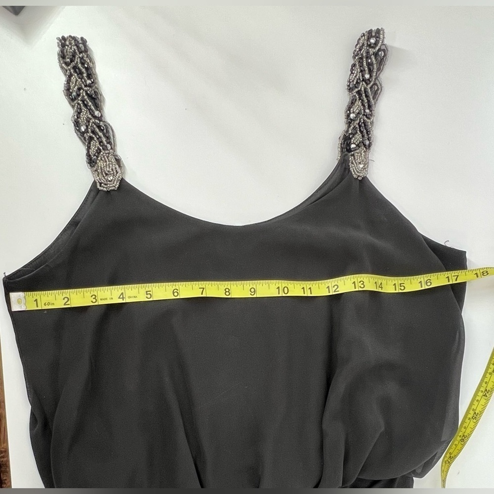 Jodi Kristopher black cocktail mini dress style Estilo silver sequin straps M - Picture 8 of 11